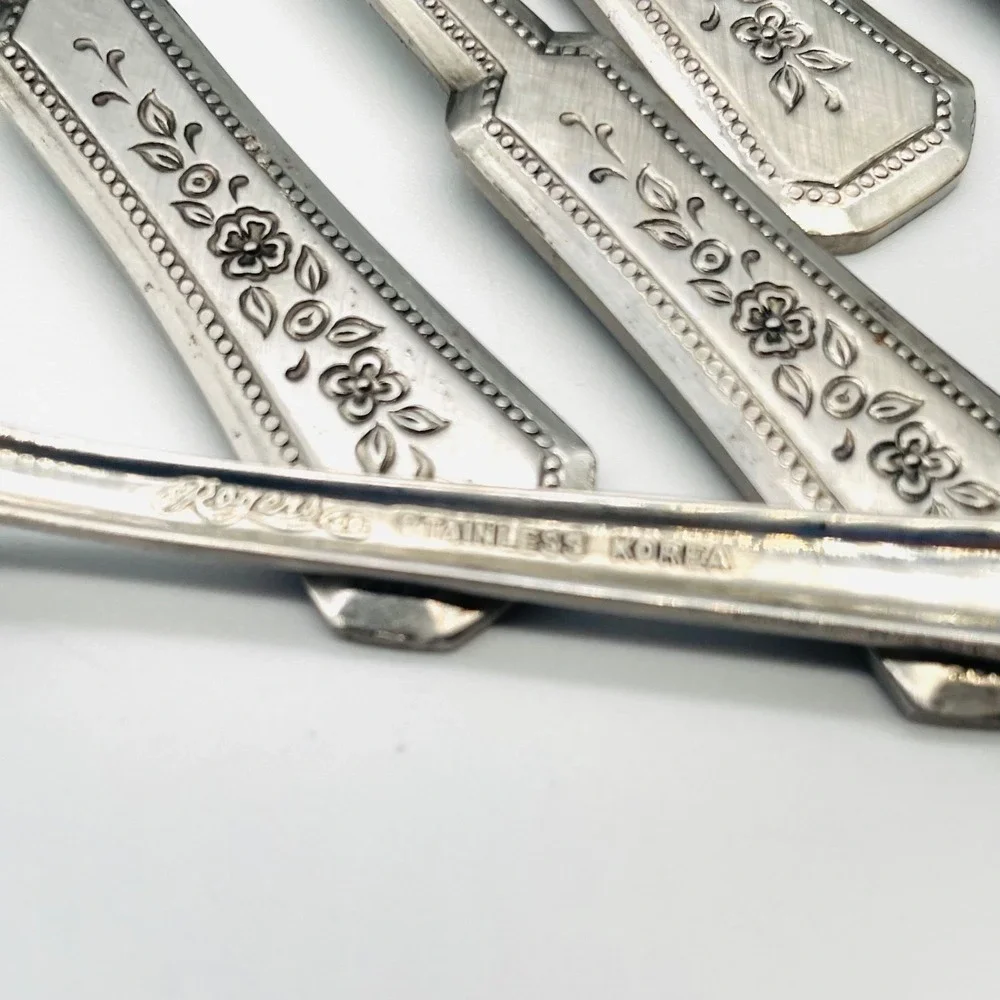 Rogers Stainless Korea Floral Cocktail Seafood Forks set of 7 Landscape